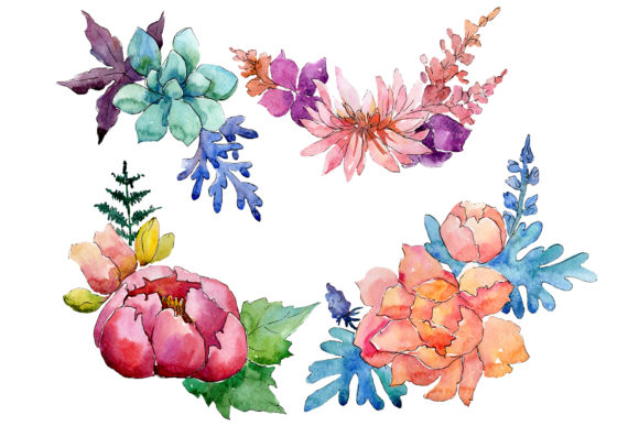 Bouquet Charming Tenderness Watercolor Illustrations