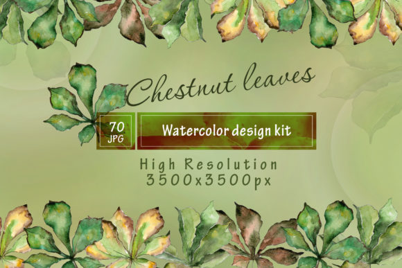 Chestnut Leaves Watercolor Set Illustrations