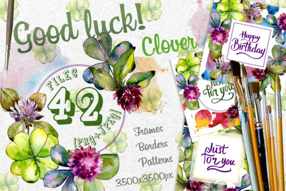 Clover Watercolor Set and Illustrations