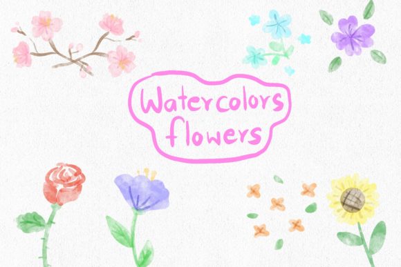 Cute Watercolor Seven Flowers