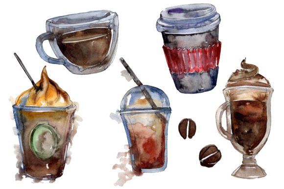 Drinks Coffee Watercolor Illustrations