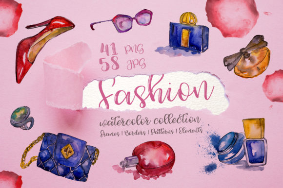 Fashion Glamour Illustration Watercolor Set