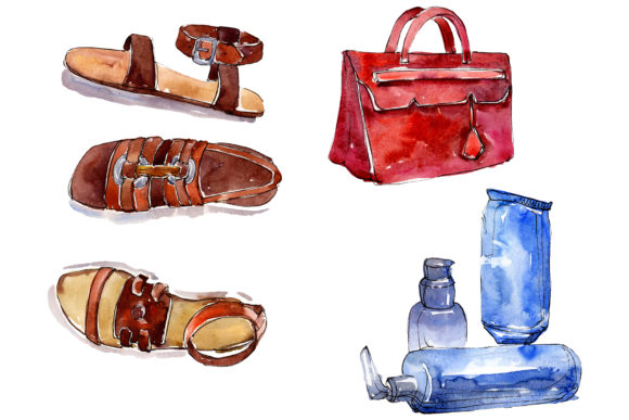 Fashionable Set of Pretty Beauty Watercolor