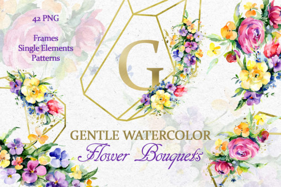 Gentle Flower Bouquets Watercolor