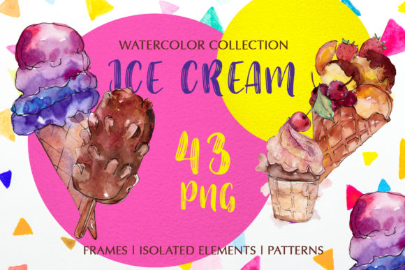Ice-cream Dear Watercolor Illustrations
