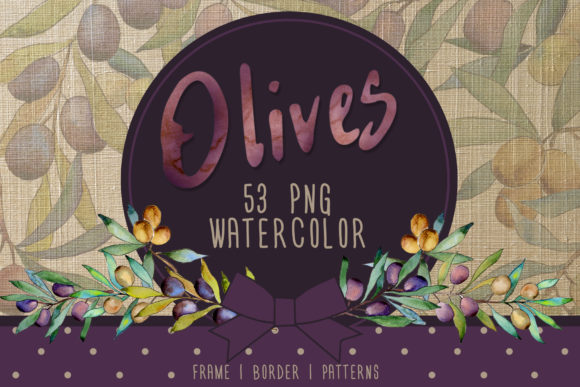 Olive Tree Watercolor Set for Illustrations