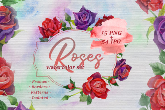Roses Watercolor Set and Illustrations