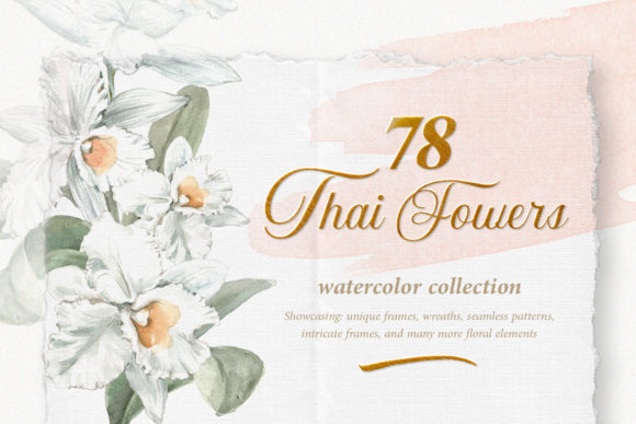 Unique Thai Flowers Watercolor Illustrations
