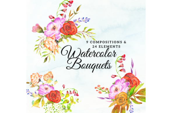 Watercolor Bouquets and Flowers Illustrations