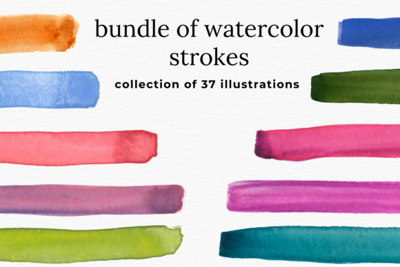 Watercolor Brush Strokes, Hand Painted Illustrations