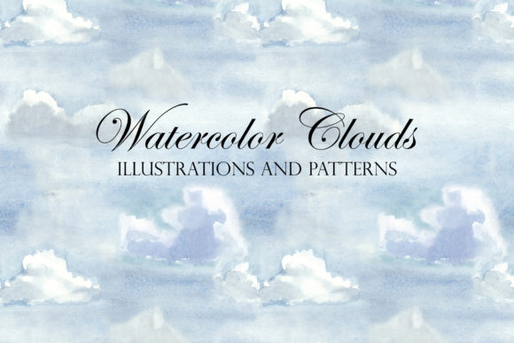 Watercolor Sky and Clouds. Illustrations