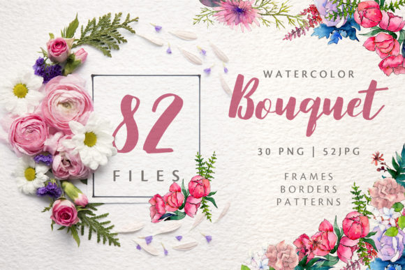 Wonderful Rose Bouquet Watercolor Illustrations