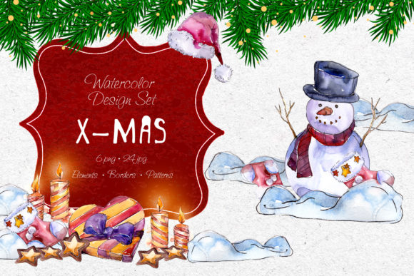 X-Mas Watercolor Set for Illustrations