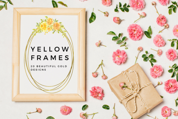Yellow Watercolor Flowers Frames Illustrations