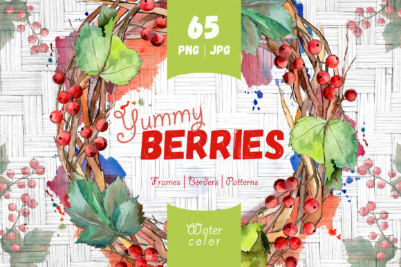 Yummy Berries Watercolor Set and Illustrations
